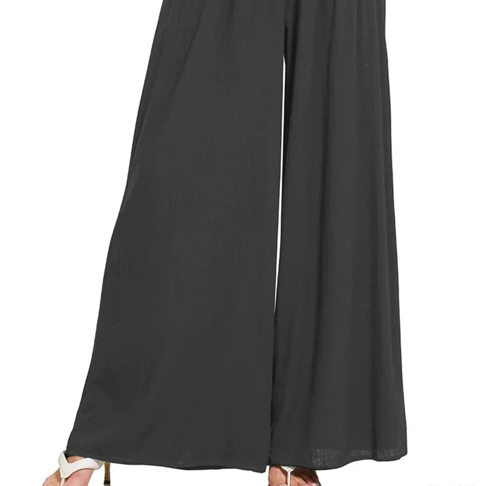 Zenana Smocked Waistband Wide Leg Lounge Pants - Picture 3 of 3